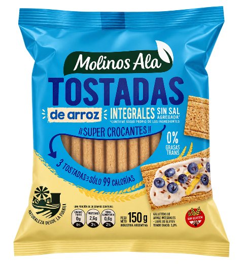 Tostadas de arroz integrales sin sal Molinos ala