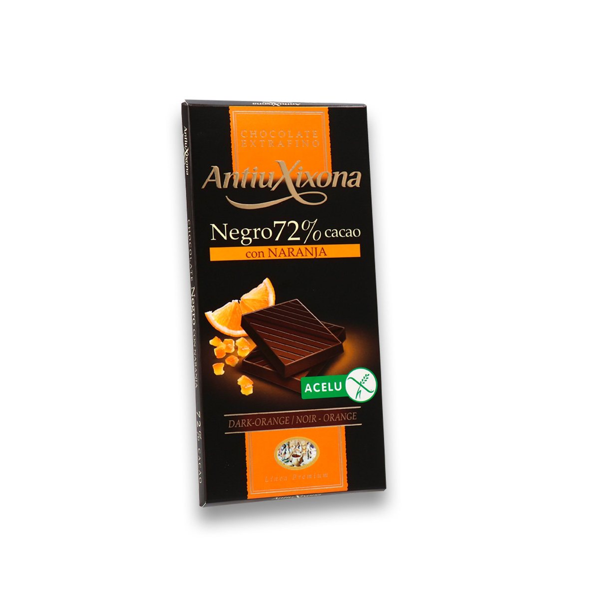 Chocolate negro 72 con naranja